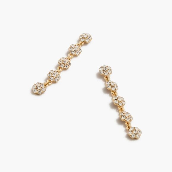 J.Crew Factory Linear Crystal Flower Statement Earrings - Picture 2 of 6